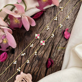 Vriksham Classic Floral Style Gold Look Alike Pearls Drop Anklets-Red White-G20795